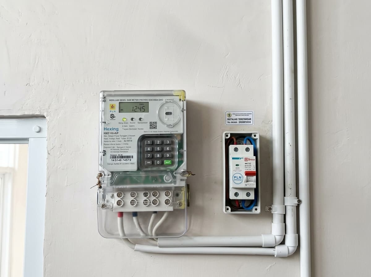 Instalasi meter listrik dan perpipaan yang rapi dan terstandar